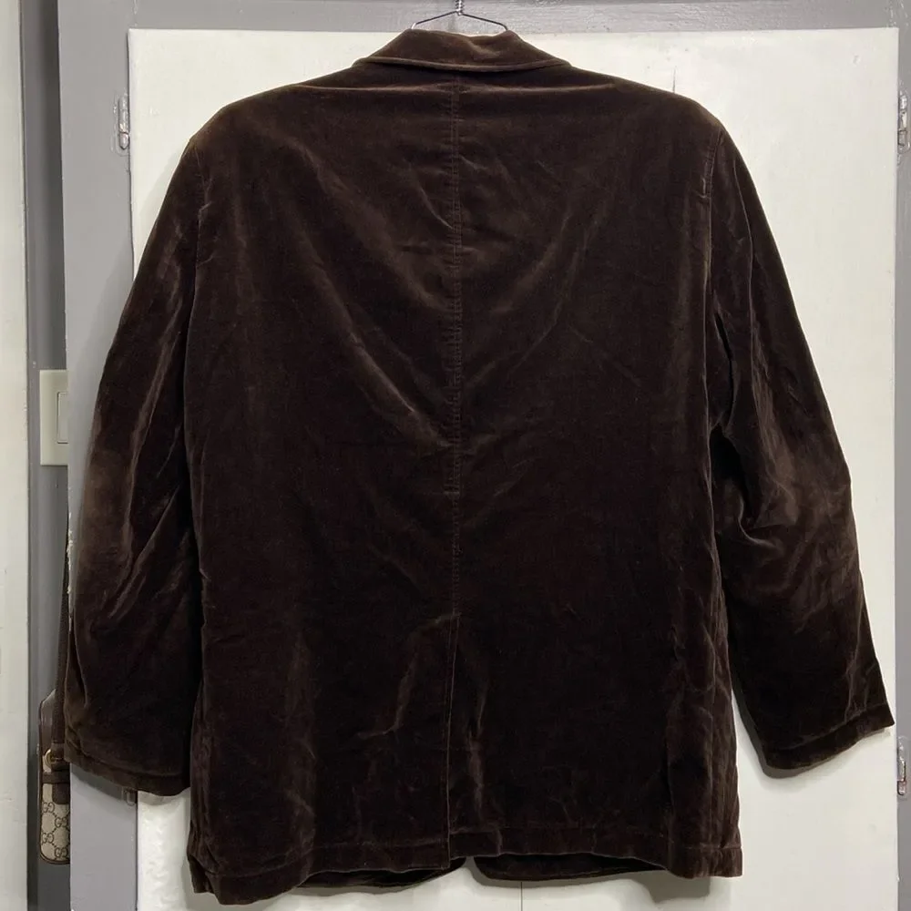 j crew men velvet velour sport coat blazer large brown 3 button